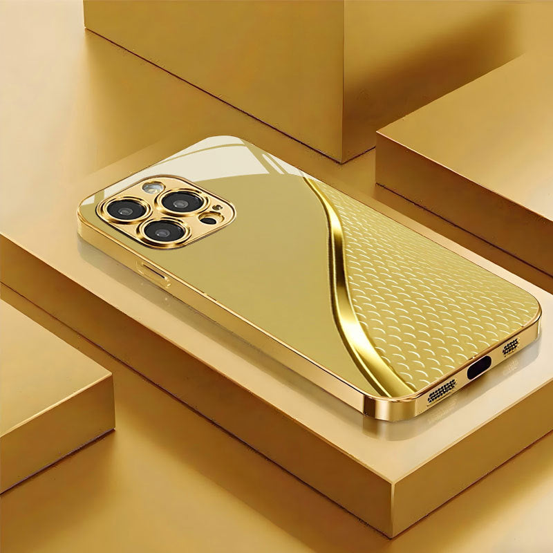 Coque de téléphone en verre trempé plaqué or pour iPhone