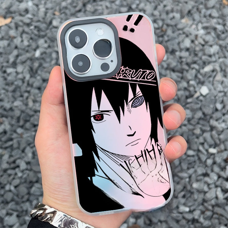 🔥 Coque iPhone Naruto & Sasuke – Effet laser Aurora & protection intégrale