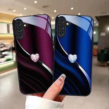 Coque de téléphone en verre en forme de cœur pour Samsung