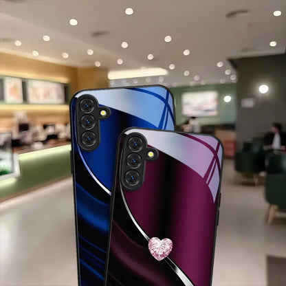 Coque de téléphone en verre en forme de cœur pour Samsung