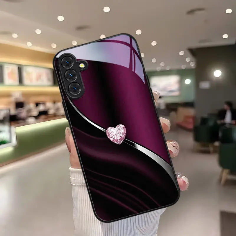 Coque de téléphone en verre en forme de cœur pour Samsung