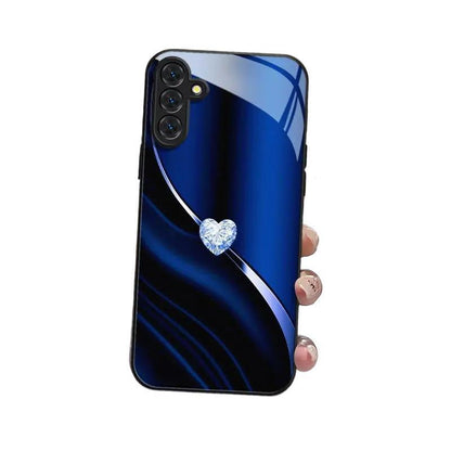 Coque de téléphone en verre en forme de cœur pour Samsung