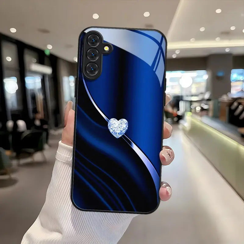 Coque de téléphone en verre en forme de cœur pour Samsung