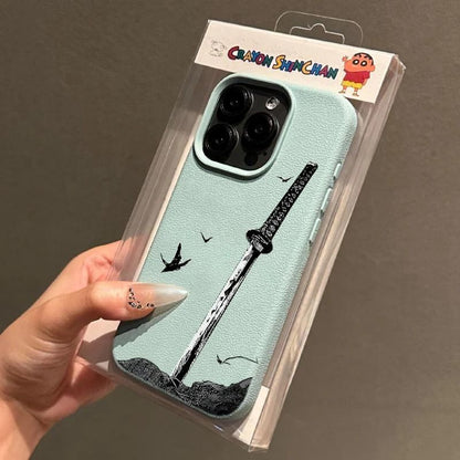 Coque iPhone Corbeau & Épée ⚔️ – Protection Antichoc Complète & Design Cartoon Unique