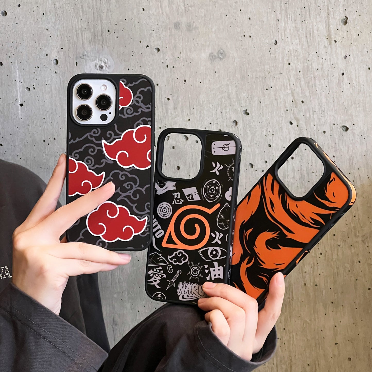 🔥 Coque iPhone Naruto – Nuage Akatsuki & Kyûbi, protection antichoc stylée