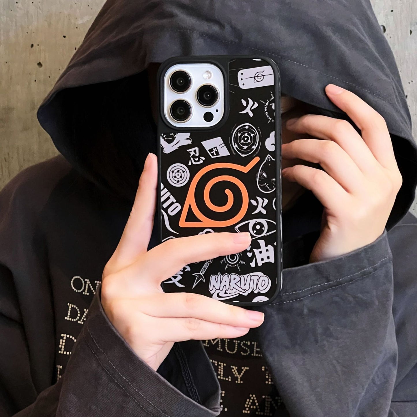🔥 Coque iPhone Naruto – Nuage Akatsuki & Kyûbi, protection antichoc stylée