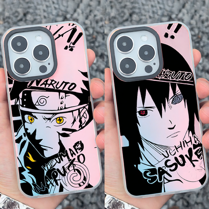 🔥 Coque iPhone Naruto & Sasuke – Effet laser Aurora & protection intégrale