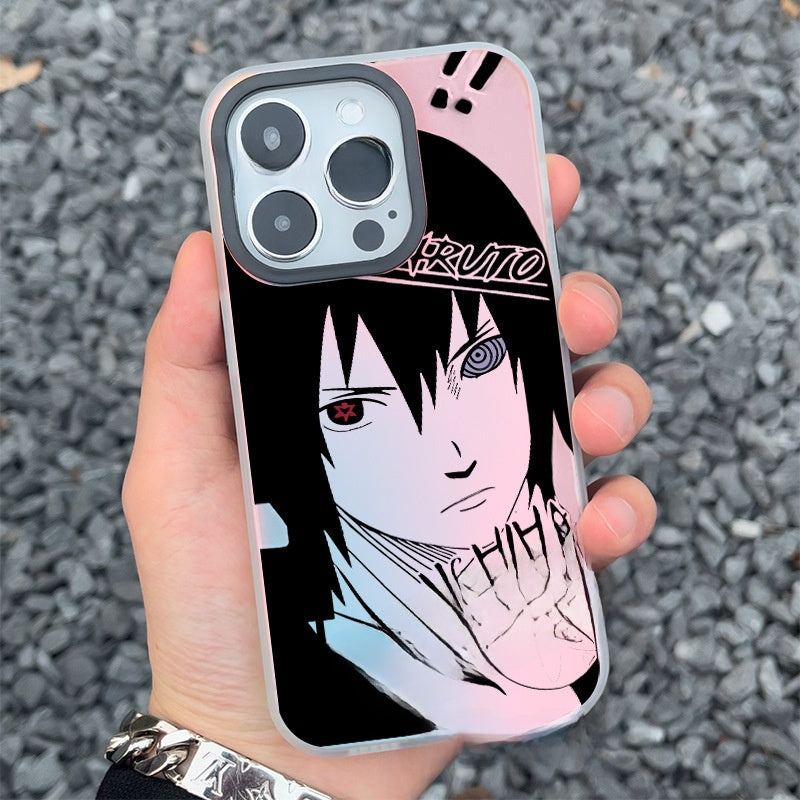 🔥 Coque iPhone Naruto & Sasuke – Effet laser Aurora & protection intégrale