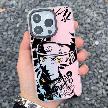 🔥 Coque iPhone Naruto & Sasuke – Effet laser Aurora & protection intégrale