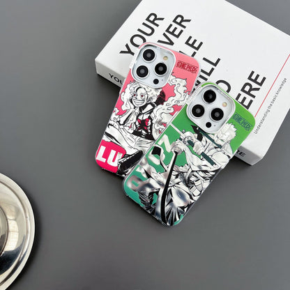 🏴‍☠️ Coque iPhone One Piece – Luffy & Zoro effet métal premium & protection intégrale