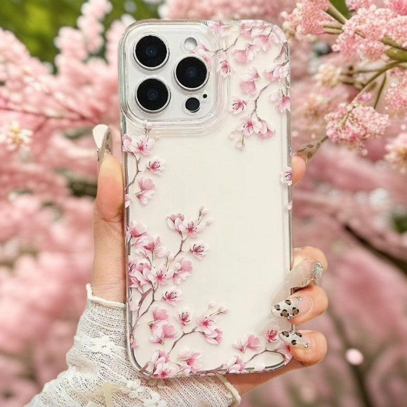 iPhone Clear Case Peach Blossom 🌸 – Shockproof Protection & Elegant Design