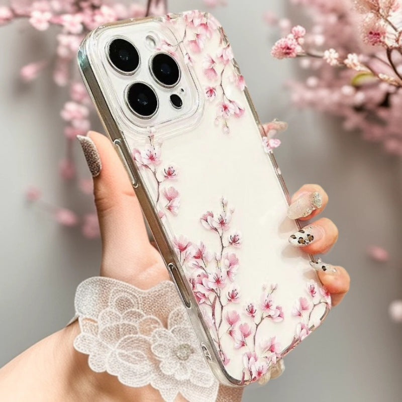 iPhone Clear Case Peach Blossom 🌸 – Shockproof Protection & Elegant Design
