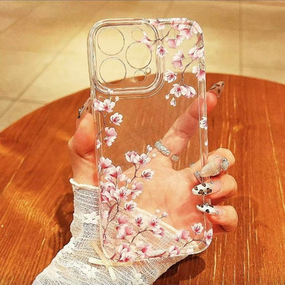 iPhone Clear Case Peach Blossom 🌸 – Shockproof Protection & Elegant Design