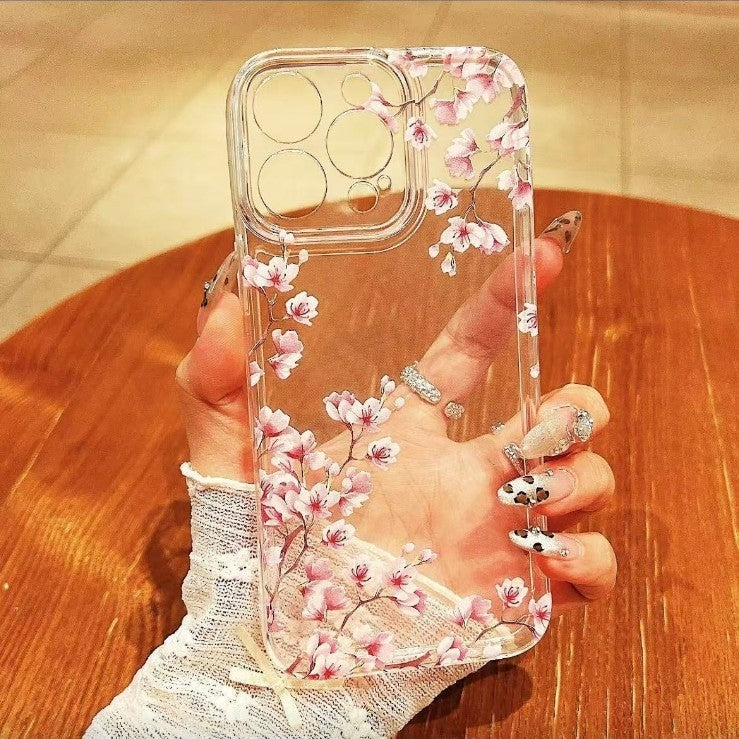 iPhone Clear Case Peach Blossom 🌸 – Shockproof Protection & Elegant Design